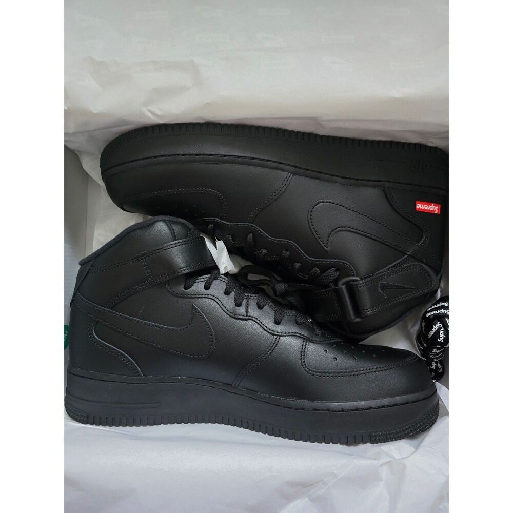 Supreme Air Force 1 Mid Black Mini Box Logo Sneakers Mens 11 NWT DS OG